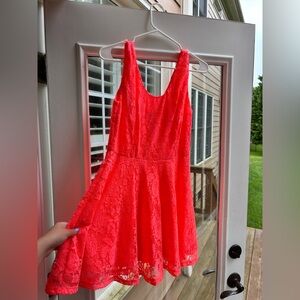 Coral Lace Summer Dress